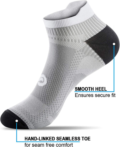 PAPLUS Ankle Compression Sock for Men and Women 2/4/6 Pairs, Low Cut Compression Running Sock with Ankle Support