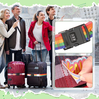Adjustable Luggage Straps with Combination Lock – 4 Pack Bright Colors, Quick-Release Buckle, Secure Travel Luggage Straps for Added Safety(Multicolour Tricolor)