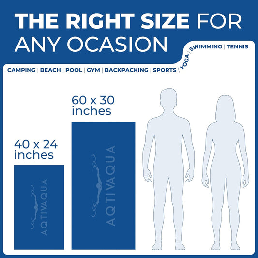 AqtivAqua Quick Dry Towel - Lightweight Microfiber Travel Towel w/Bag - Fast Drying Towel Set for Camping, Beach, Pool, Gym, Backpacking, Sports, Yoga & Swim Use, Hiking (Royal Blue, M:24"x40")