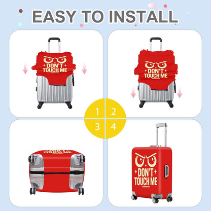 ANNA QUEEN Funny “Don’t Touch Me” Luggage Cover, Bold Red Suitcase Protector with Angry Eyes Design, Stretchable, Washable Travel Cover for 24-26 Inch Luggage