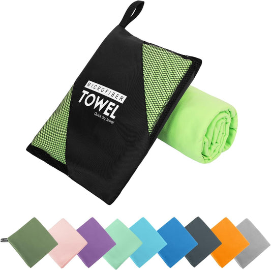 Microfiber Travel Towel, Soft Lightweight Quick Dry Towel, Super Absorbent Compact Travel & Sports & Beach Towels for Camping, Backpack, Gym, Swimming, Yoga, Hiking (L:24"×48" -Fluorescent)