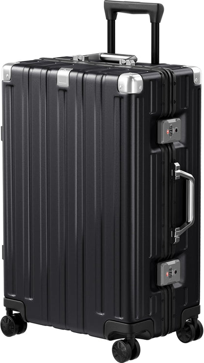 Krute Luggage 24 Inch Aluminum Frame Zipperless Suitcase with Spinner Wheels Checked Luggage PC+ABS Lightweight Hardshell