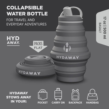 HYDAWAY 17oz Collapsible Water Bottle - BPA-Free, Leakproof, Lightweight, and Space-Saving - Perfect for Travel, Hiking, and Everyday Hydration