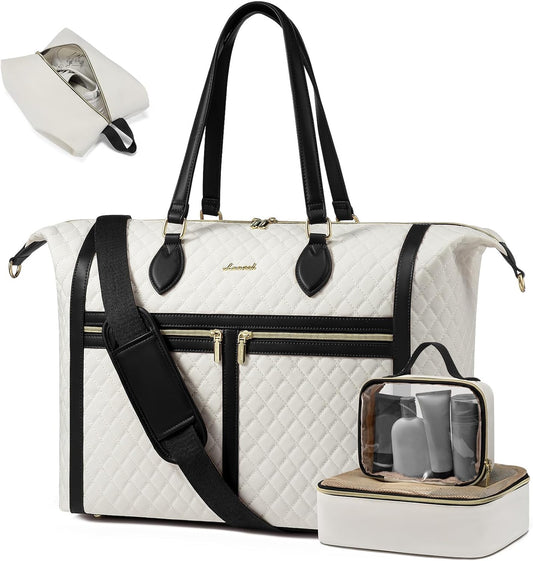 LOVEVOOK Travel Weekender 4-in-1 Duffle With Shoes Compartment, Carry On Overnight Bag, Toiletry Pouch & Wet Pocket, Large Tote for Women Labor Delivery Hospital