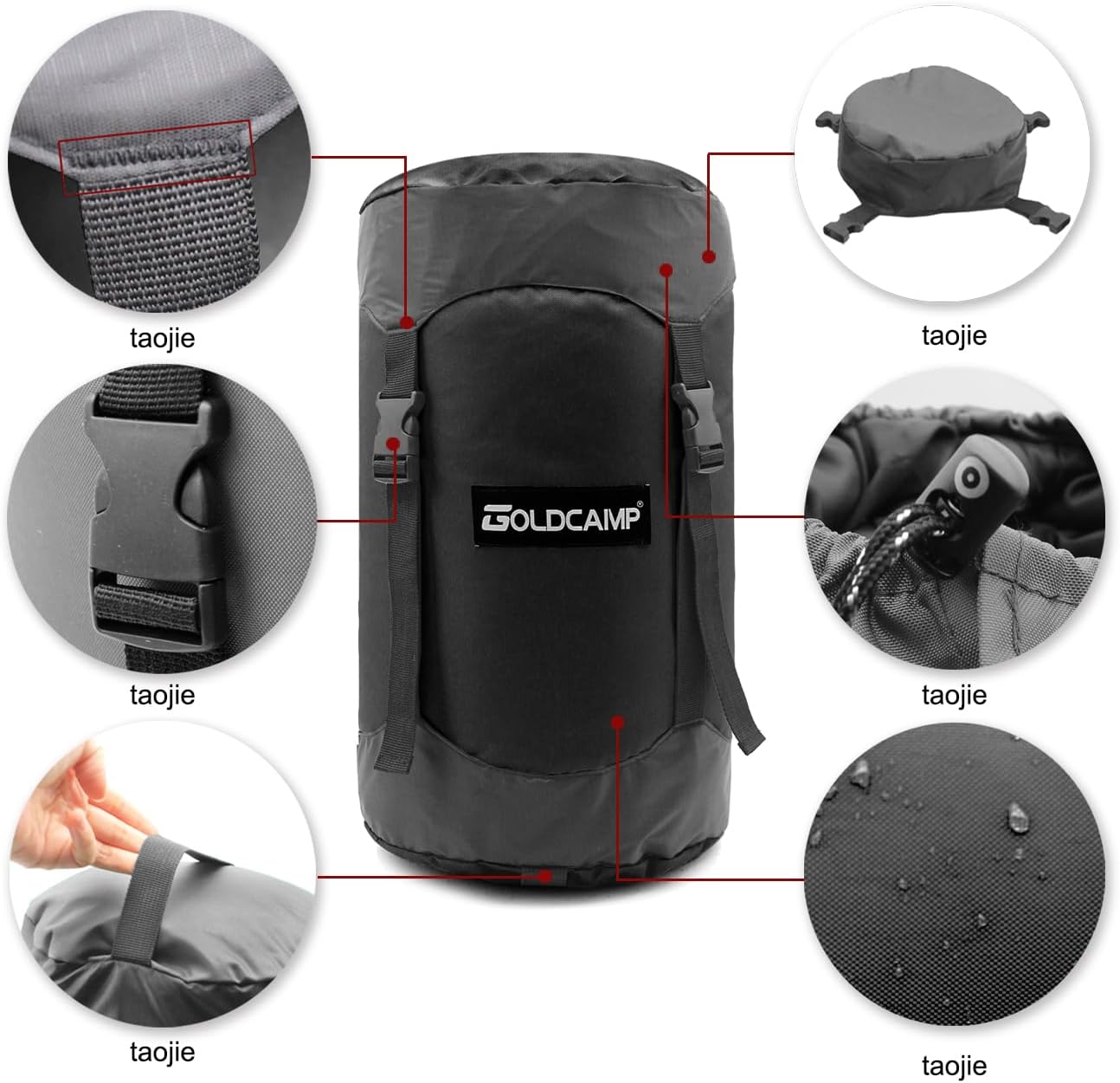 Outdoor Storage Stuff Sacks, Camping Gear Organizer (BLACK, M)