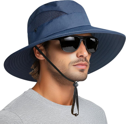 PFFY Sun Bucket Hats for Men Women 3” Wide Brim UPF 50+ Fishing & Beach Hat