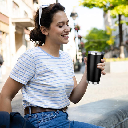 20oz Tumbler with Straw and Brush, Stainless Steel Vacuum Insulated tumbler, Double Wall Insulated Coffee Tumbler for Outdoor, Home, Travel,Office (Black,1pcs)