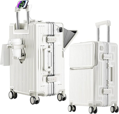 2-Piece Hardshell Zipperless Luggage Set, 20/26" Aluminum Frame Hardshell by cycyCarry