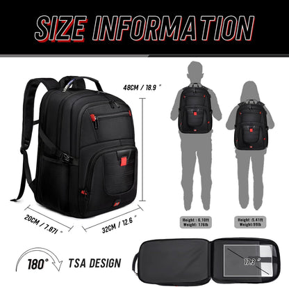 Z-MGKISS Travel Backpack, 50L Extra Large Travel Laptop Backpack, Travel Backpack for Men Women with TSA Airline Approved Bussiness Backpack, Black