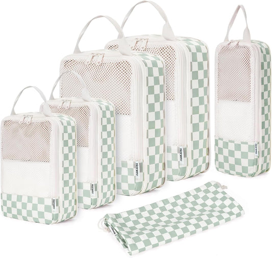Narwey 6 Set Compression Packing Cubes for Travel Kids Women Carry on, Packing Organizers Bag for Backpack Luggage Suitcase Duffle Bags