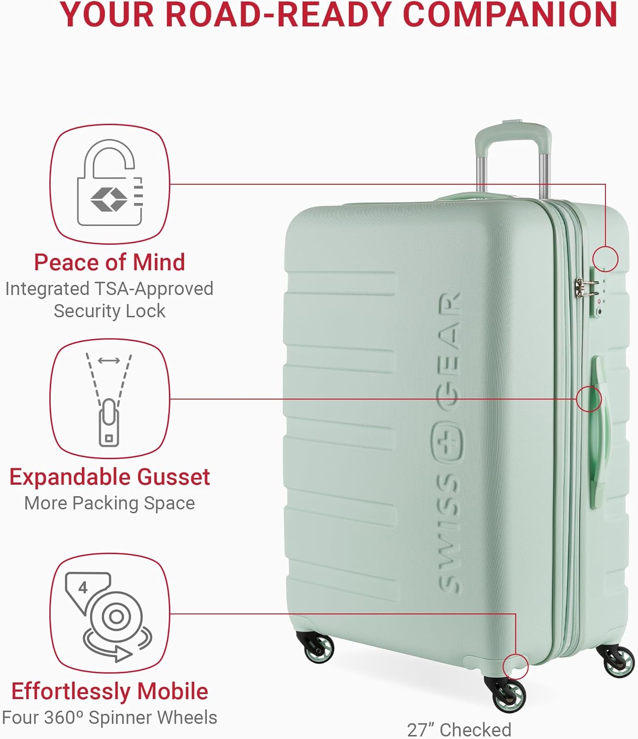 SwissGear 7366 Hardside Expandable Luggage with Spinner Wheels, Clearly Aqua, 3-Piece Set (19/23/27)