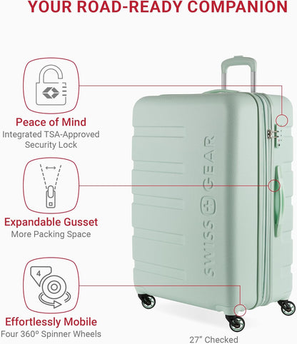 SwissGear 7366 Hardside Expandable Luggage with Spinner Wheels, Clearly Aqua, 3-Piece Set (19/23/27)