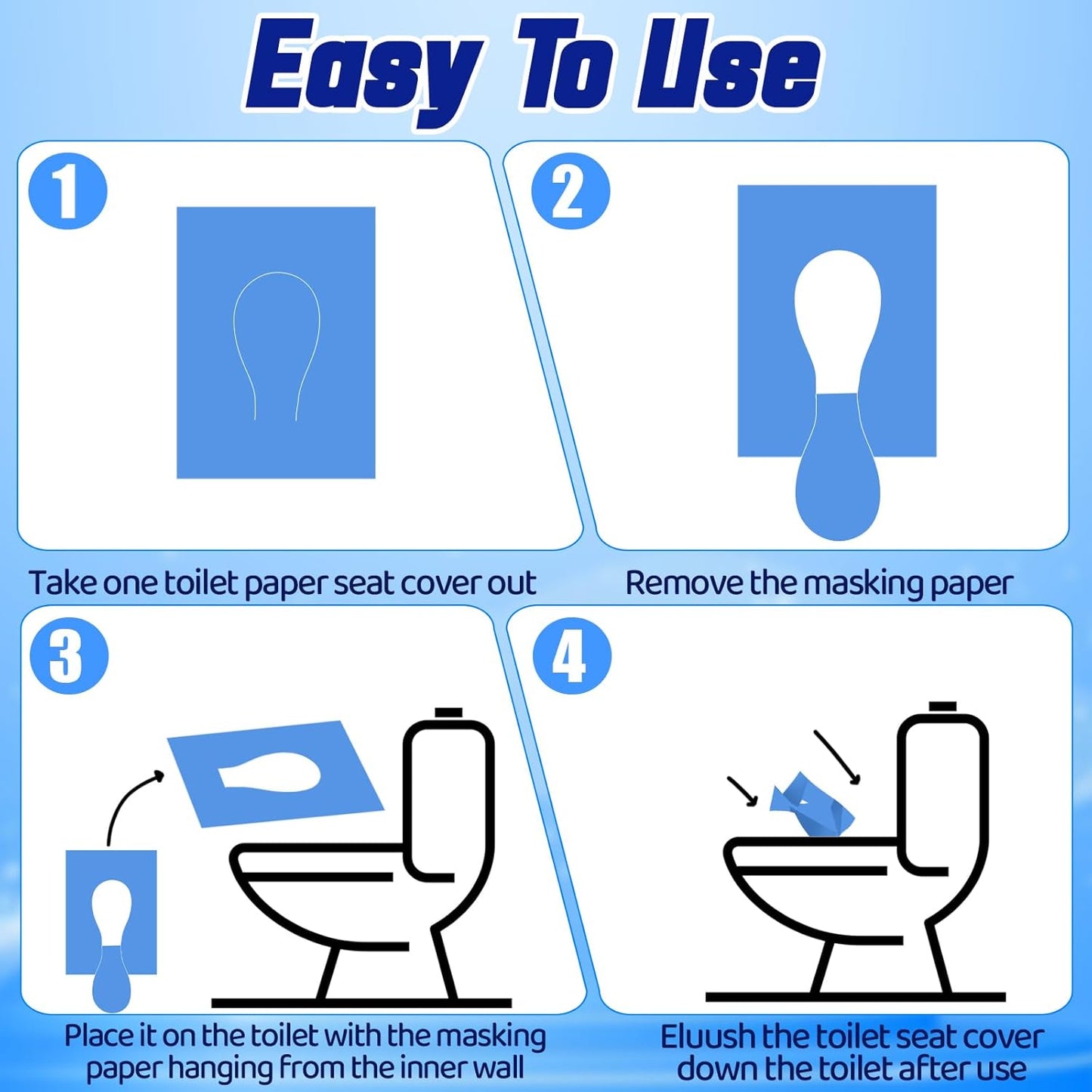 110 Pcs XL disposable flushable toilet seat covers 100% Wood Pulp Cotton for Travel Public Toilets for Adults and Toddlers & Kids | Compact Universal Toilet seat Cover