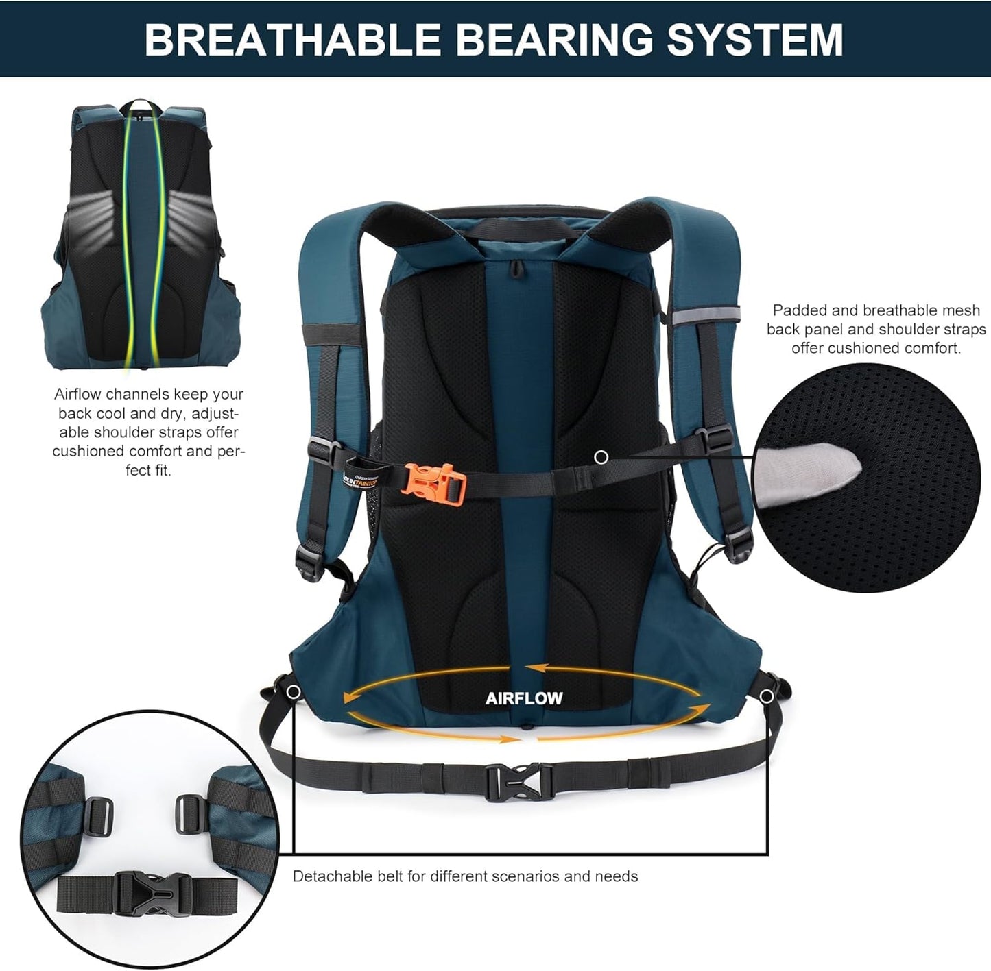 MOUNTAINTOP Hiking Backpack 35L Travel Backpack Lightweight Daypack for Men&Women Outdoor Camping