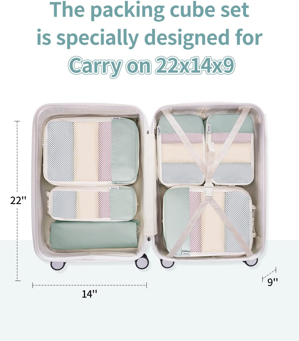 Narwey 6 Set Compression Packing Cubes for Travel Kids Women Carry on, Packing Organizers Bag for Backpack Luggage Suitcase Duffle Bags