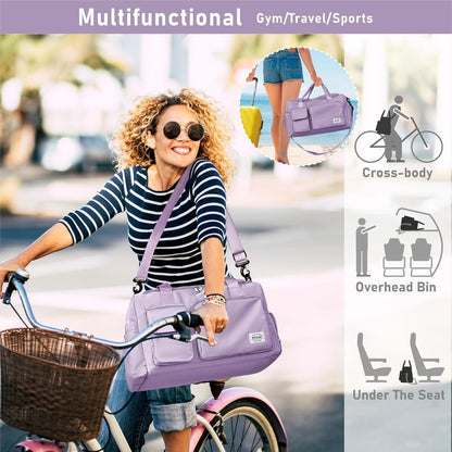 NPBAG Women Travel Duffel, Multi Functional Large Expandable Weekender Carry-on Tote, Gym Workout Overnight Bag, Mommy Hospital Bag for Labor and Delivery