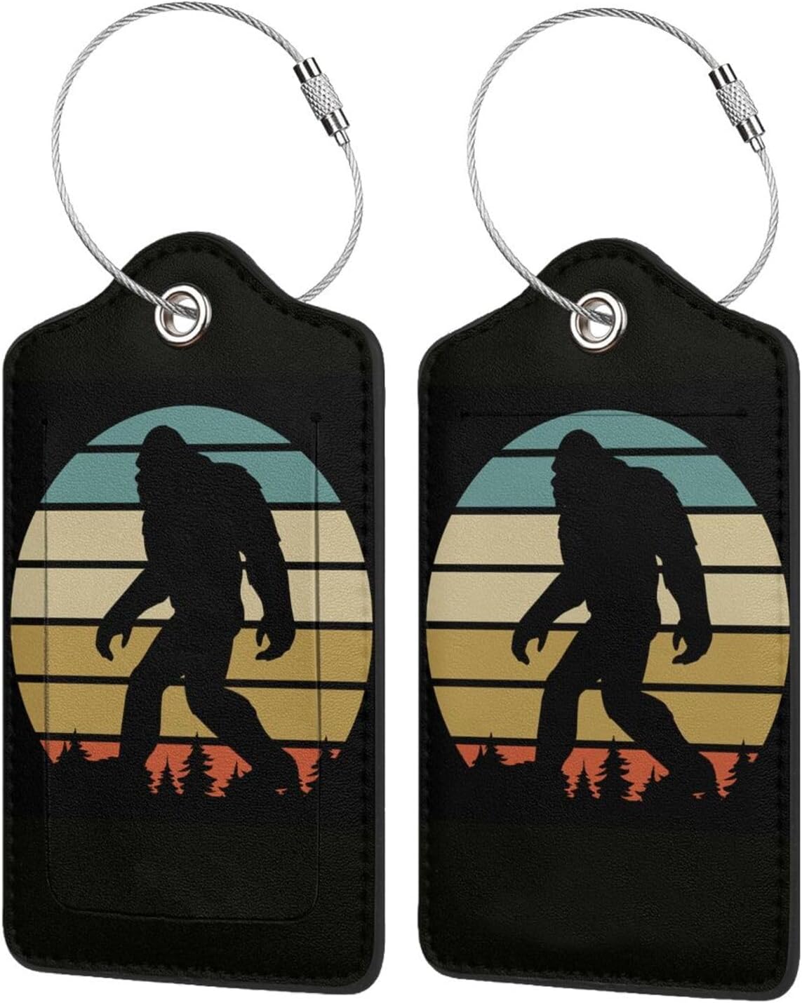 2 Pcs Bigfoot Luggage Tags for Suitcases, Funny Sasquatch Luggage Tags, Bachelorette Honeymoon Anniversary Christmas Birthday Travel Bag Gift for Men Women, Privacy Cover ID Label with Steel Loop