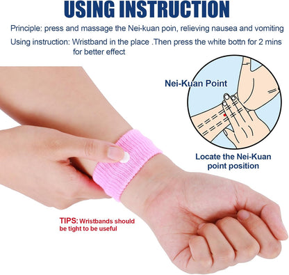 LYJEE Motion Sickness Bands for Kids, Travel Sickness Relief Wristbands, Anti-Nausea Wristbands for Car or Sea Sickness
