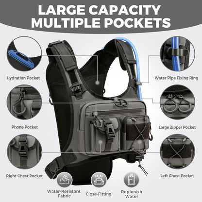 USA Original Patent Running Hydration Vest Backpack, Lightweight Chest Pack with 2.0L Water Bladder Bag Daypack for Hiking Running Cycling Race Marathon for Women Men