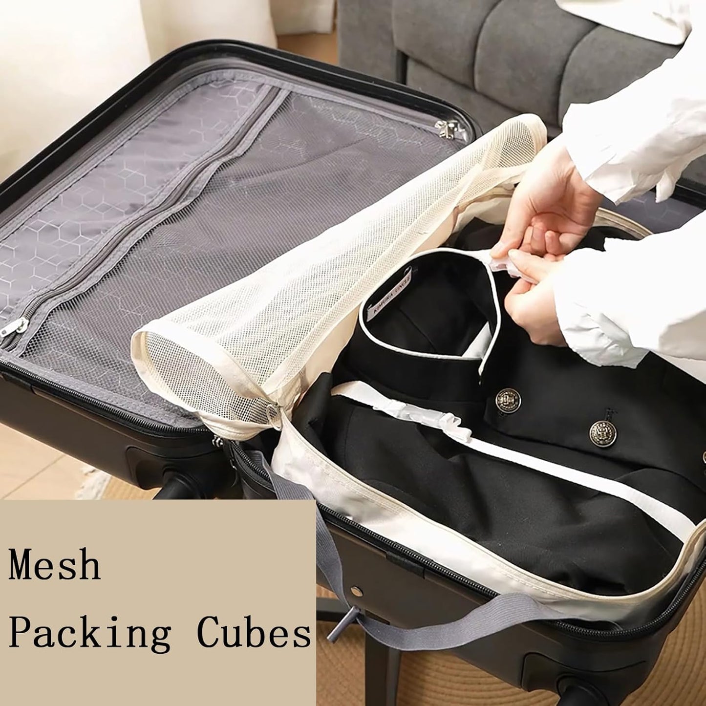 Merax Carry on Luggage Set, 20 Inch Hardshell ABS Suitcase with Spinner Wheels, Built-in TSA Lock & 2 Packing Cubes Airline Approved for Business Weekend Travel