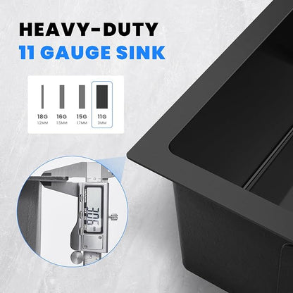 POPFLY 23×18 Inch Undermounter Kitchen Sink, 18 Gauge Stainless Steel Handmade - Image 3