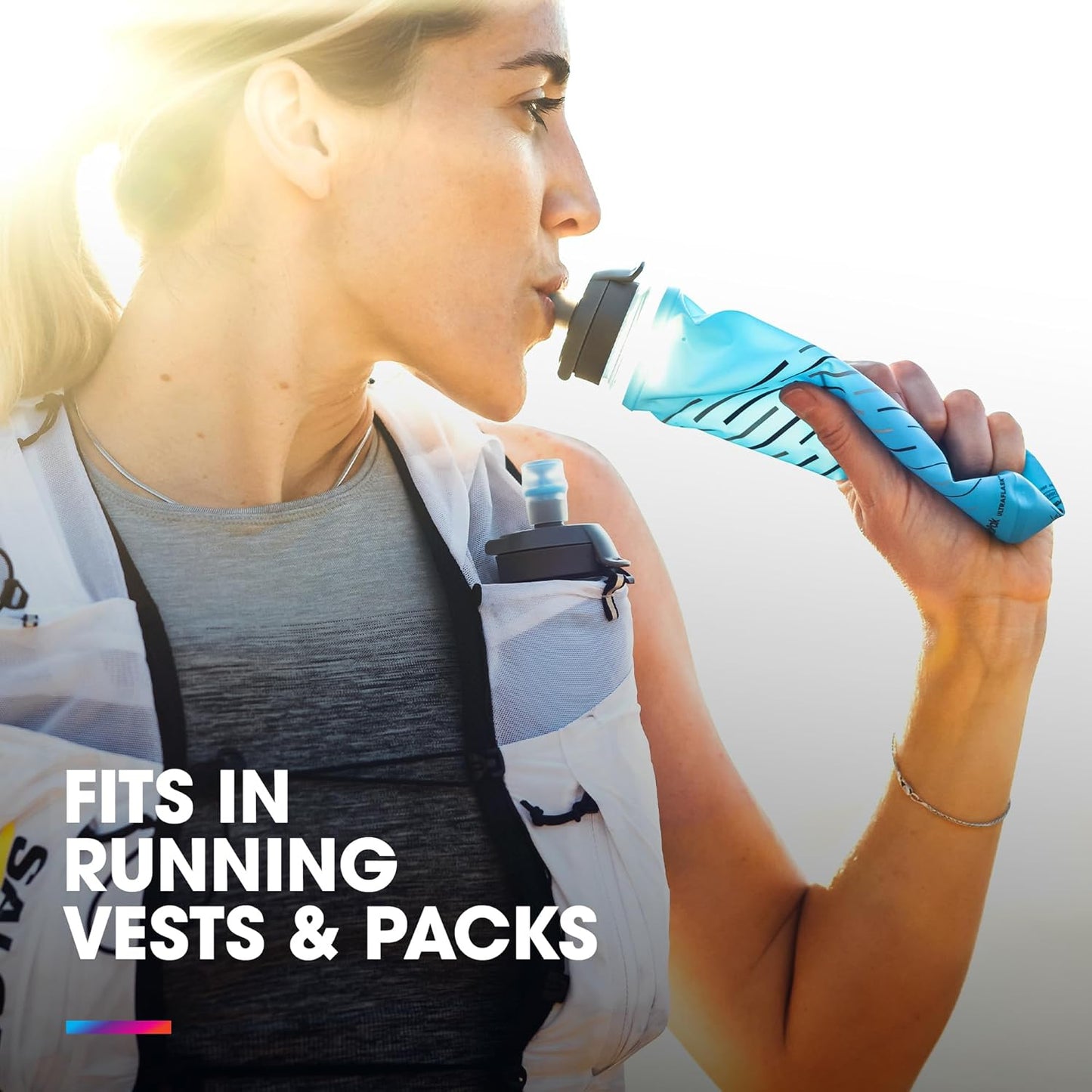 HydraPak UltraFlask Speed (500ml or 600ml) - Collapsible Soft Flask Water Bottle for Hydration Vests and Running Packs with Easy Open Cap