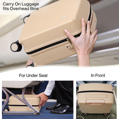 Hanke 16 Inch Underseat Carry On Luggage, Airline-Approved Hard Shell Small Suitcase with Spinner Wheels, Lightweight Tsa Lock Travel Luggage for Short Trips(Cuba Sand)