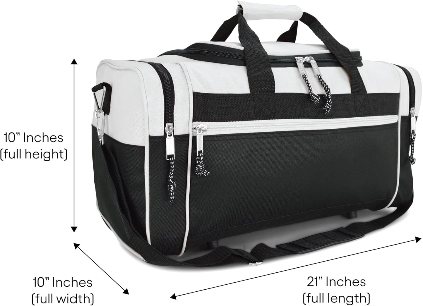DALIX 21" Sports Duffle Bag Gym Travel Pack in White