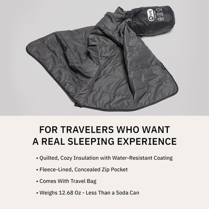 trtl Mini Wrap Compact Travel Blanket - Quilted Insulation - Convenient, Packable Blanket - Comes with Roll-Top Bag - Features a Secure Pocket