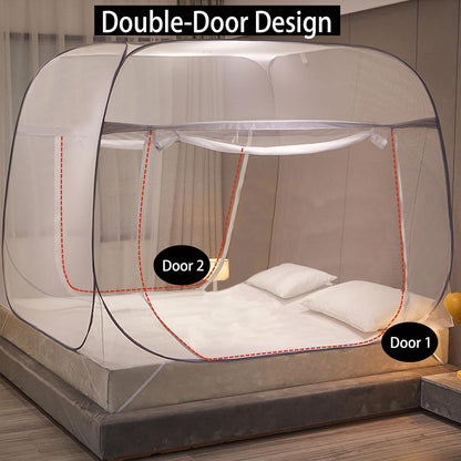 CMINGJ Mosquito Net for Bed, Portable pop up Mosquito Netting with Bottom, Free Installation-Suitable for Bedroom, Camping, Folding Portable Design for Baby Adults (Gray- L87 x W79 x H61)