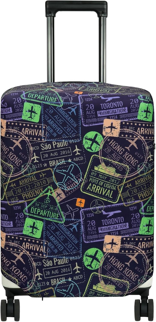 HYPER VENTURE Washable Luggage Cover - Fashion Suitcase Protector Fits 18-22 Inch Luggage (Urban Passport, S)
