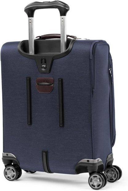 Travelpro Platinum Elite Softside Expandable Carry on Luggage, 8 Wheel Spinner Suitcase, USB Port, Men and Women, International, True Navy, Carry On 19-Inch