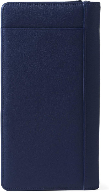 Leatherology Navy Blue Travel Zip Organizer Wallet, Passport Holder, RFID Available, Full Grain Leather