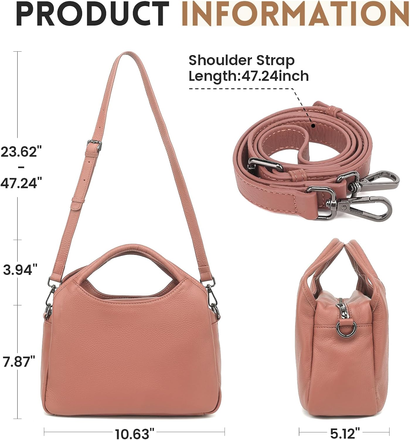 KOGTLA Genuine Leather Purses for Women, Crossbody Shoulder Bags with Top-Handle, Tote Satchel Handbags