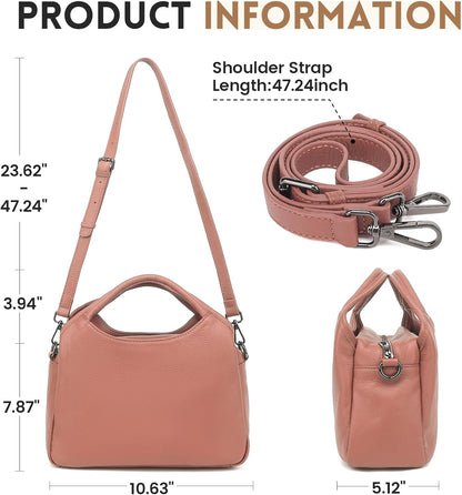 KOGTLA Genuine Leather Purses for Women, Crossbody Shoulder Bags with Top-Handle, Tote Satchel Handbags