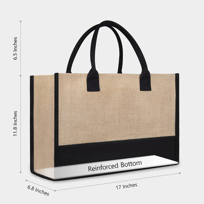 TOPDesign Initial Jute/Canvas Tote Bag, Personalized Present Bag, Suitable for Wedding, Birthday, Beach, Holiday, is a Great Gift for Women, Mom, Teachers, Friends, Bridesmaids (Letter F)