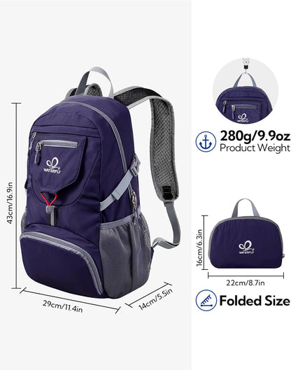 WATERFLY Small Lightweight Packable Backpack: 20l Ultra Light Foldable Travel Hiking Camping Daypack Day Pack for Man Woman