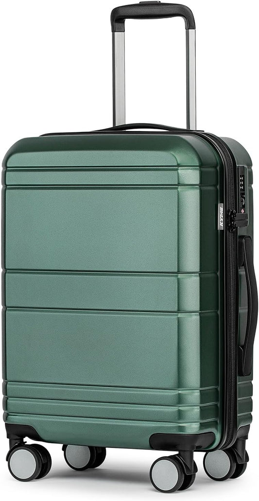 KYME Carry On Luggage 22x14x9 Airline Approved with TSA Lock Hard Shell Carry On Suitcase Lightweight Suitcases with Wheels Small Luggage for Men Women,Carry-On 20 Inch,Green