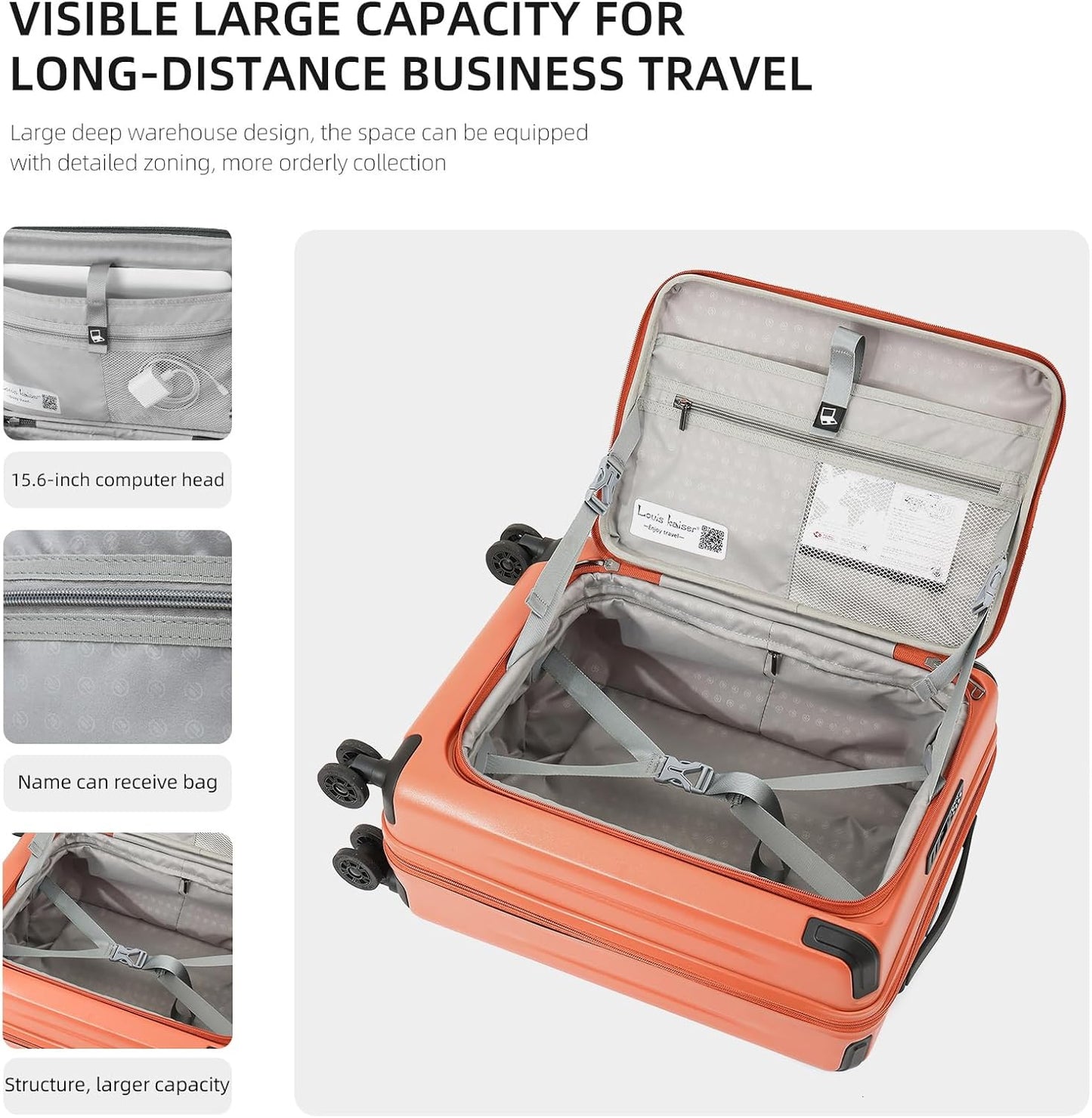 29 Inch Luggage, Top Opening Airline Approved ABS+PC Hard Shell Suitcases with Silent Wheels, TSA Lock,Front Pocket and Wet-dry Separated Six-piece Set (AD Orange, 29 Inch)