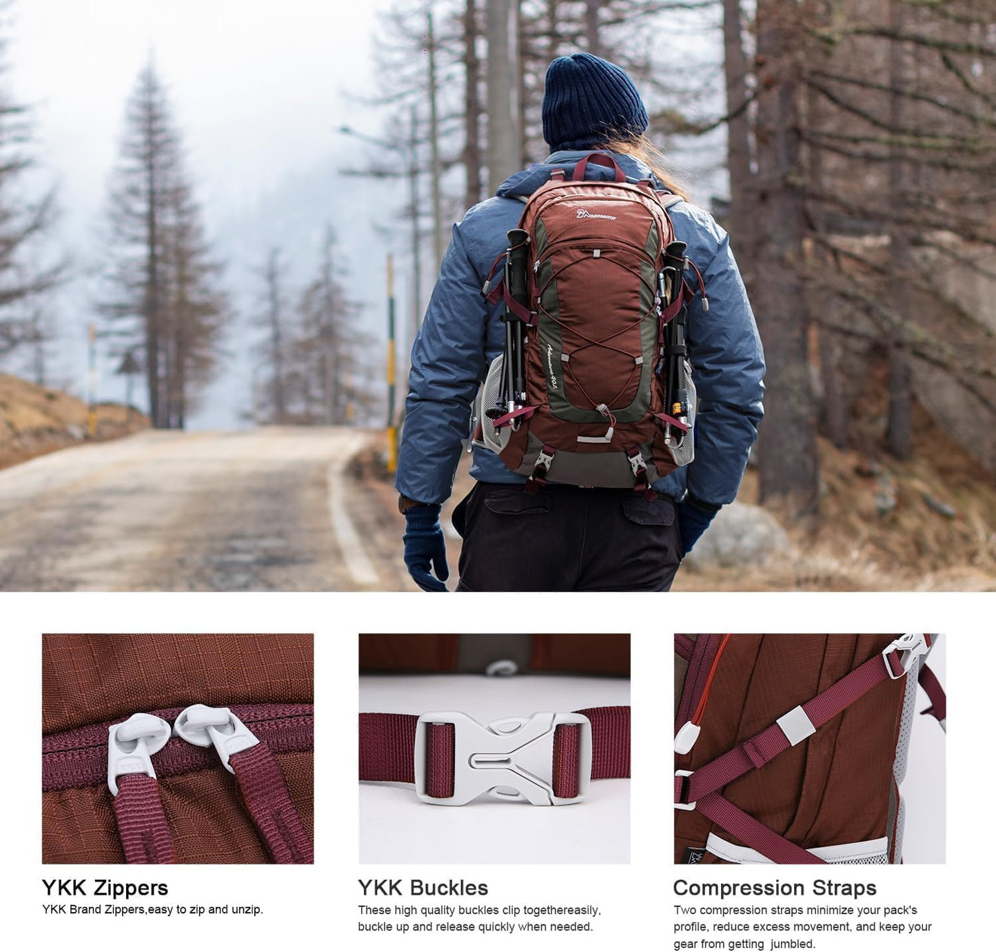 MOUNTAINTOP 25L/40L Hiking Backpack,Lightweight Travel Backpack for Men Women Outdoor Backpacking, Camping