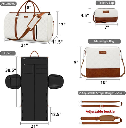 Convertible Garment Duffel Bag for Travel - Carry On Garment Bags With Toiletry Bag Large Weekender Bag for Men Women 2 in 1 Hanging Suitcase Suit Travel Duffel Overnight Bags 4pcs Set