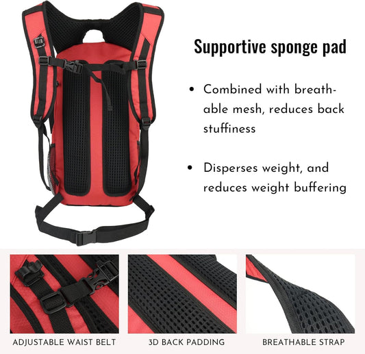 Zavothy 18L Multipurpose Hiking Backpack with 3L Water Bladder – Durable Hydration Backpack with Insulated Bladder Compartment, Hidden Helmet Holder & Rain Cover – for Hiking, Commuting, and Camping