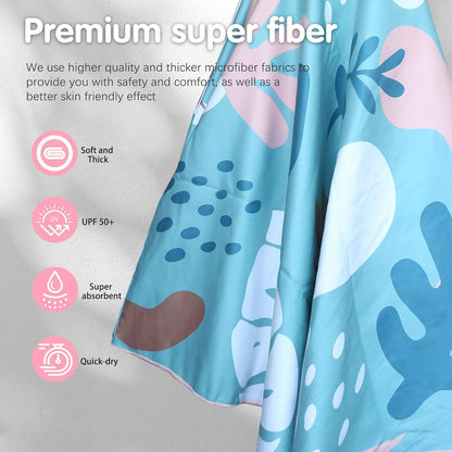 PY SUPER MODE Beach Hooded Towel Oversized - 60 x 40 inches Quick Dry Microfiber Beach Towels, Lightweight Soft and Absorbent Pool Towel Suitable for Bath Swimming Camping for Adults