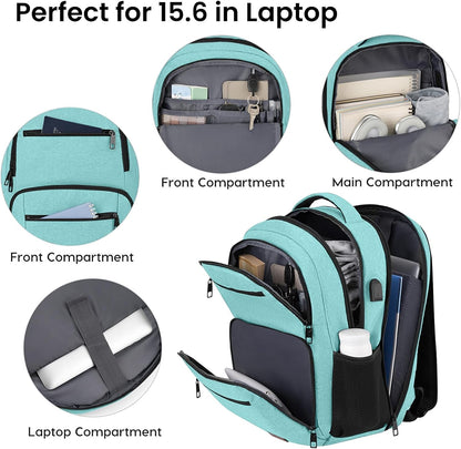 Backpack for Girls Women, School Backpack for Teen Boys, Lightweight Casual High School Bookbag, Daily-use Travel Laptop Backpack with USB Charging Port Fits 15.6 Inch Notebook