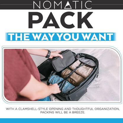 NOMATIC Navigator Travel Backpack - 32L Backpack with Laptop Compartment and 9L Built-In Expansion - Anti-Theft Carry-On Backpack for Travel - Water Resistant Travel Pack (Black)