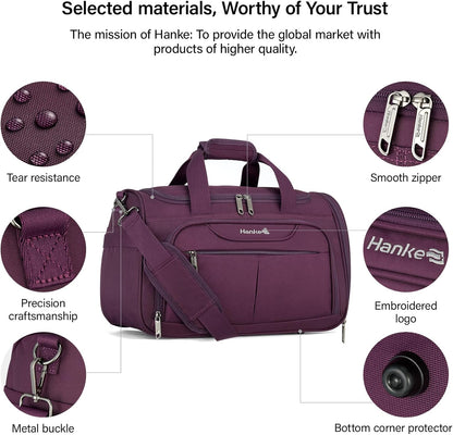 Hanke Underseat Carry On luggage Bags for Travel, Foldable Travel Bags for Women, Soft Lightweight Personal Item Travel Bag Small Carry On Bags for Airplanes, Travel Tote Bags for Women Men.（Purple）
