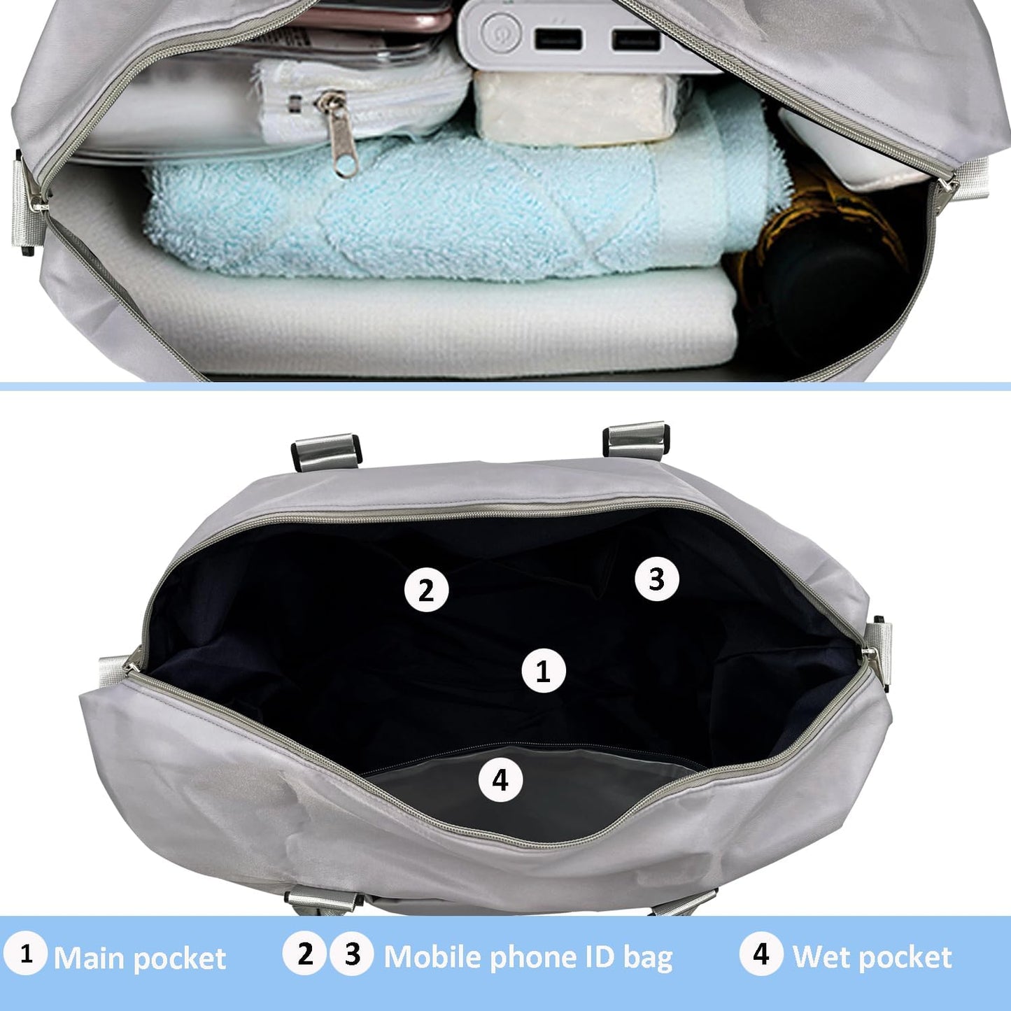 Travel Duffle Bag, Waterproof Sport Tote Gym Bag for Women Men, Overnight Weekender Carry On Bag with Wet Pocket