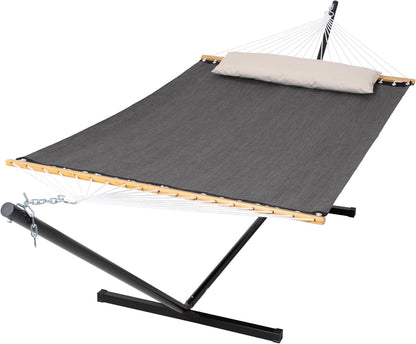 SUNCREAT Hammocks for Outside with Stand, Extra Large Double Hammocks 2 Person Heavy Duty, 450 lbs Capacity, Dark Gray