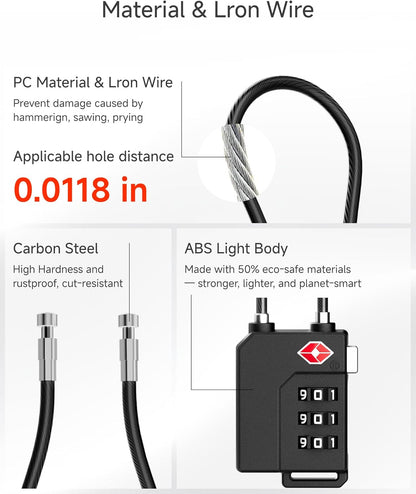 LUGGEX TSA Locks for Luggage, Suitcase Locks TSA Approved, Luggage Locks, Ease of Use & Durable