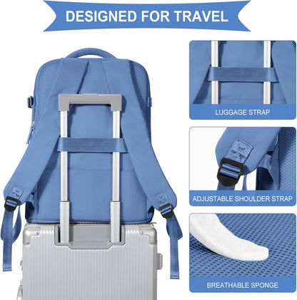 coowoz Travel Backpack for Women Men,Carry On Backpack,Hiking Backpacks Outdoor Sports Rucksack Casual Daypack Travel Essentials Sky Blue